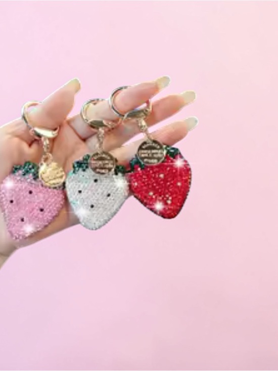 Accessories - Choice-Bling Rhinestone Strawberry Purse Charm Keychain Kawaii Bag Accessory